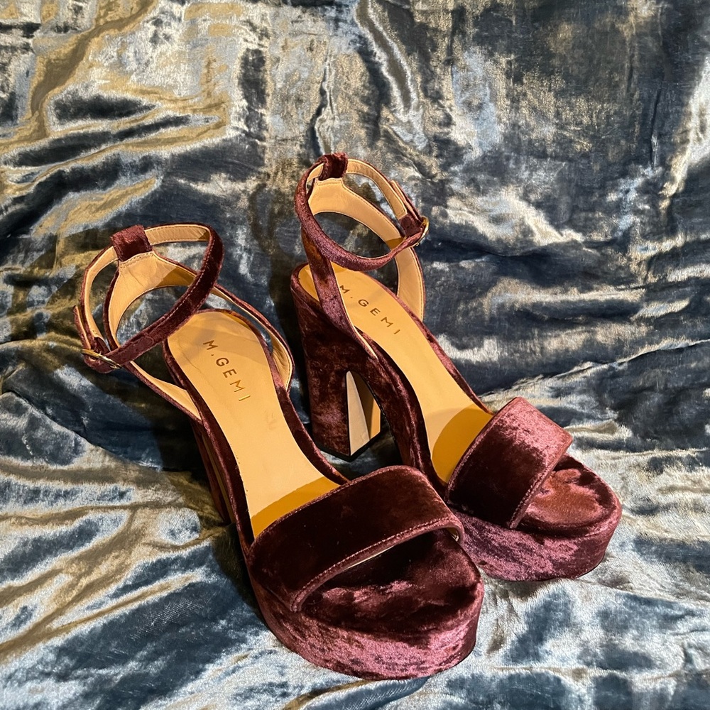 M. Gemi - Velour Burgundy Platform Heels
